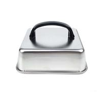 Couvercle de barbecue carré en acier inoxydable de 26 cm avec poignée - Couvercle dôme alimentaire pour un chauffage uniforme sur le barbecue au charbon de bois de terrasse (21 cm)