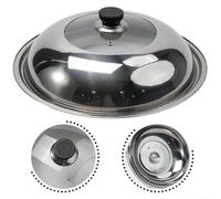 Couvercle de casserole en acier inoxydable, transparent et visible, couvercle d'ustensiles de cuisine avec bouton, facile à soulever, facile à utiliser pour la cuisson des aliments (36 cm)
