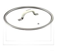 Couvercle de casserole en verre trempé avec poignée en silicone et bord en acier inoxydable 304, convient pour poêles et casseroles de 16 cm à 26 cm, couvercle résistant à la chaleur avec grille