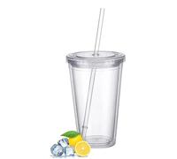 Couvercle de gobelet réutilisable à double paroi avec pailles réutilisables - smoothie, jus, café, café glacé Label