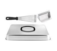 Couvercle de gril rectangulaire robuste | Dôme de grill en acier inoxydable avec presse à viande et spatule pour barbecue, cuisine, cuisine extérieure