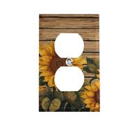 Couvercle de prise de courant en bois peint en forme de tournesol, couvercle décoratif pour interrupteur électrique, plaque murale en acier inoxydable, plaque d'interrupteur décorative pour maison