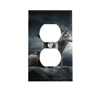 Couvercle de prise de courant Wolf at Night - Plaque murale décorative en acier inoxydable - Pour maison, bureau, hôtel