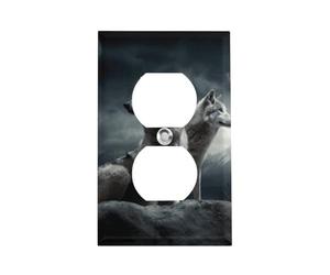 Couvercle de prise de courant Wolf at Night - Plaque murale décorative en acier inoxydable - Pour maison, bureau, hôtel