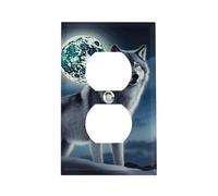 Couvercle de prise de courant Wolf Under Moon - Couvercle décoratif pour interrupteur électrique - Plaque murale en acier inoxydable - Plaque d'interrupteur décorative pour maison, bureau, hôtel