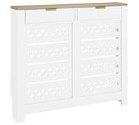 HOMCOM Couvercle de Radiateur Cache Radiateur 78 x 19 x 95,5 cm Blanc | Placard Rabattable, Motif Croisé, Étagère Supérieure, pour Salon, Chambre à Coucher, Couloir