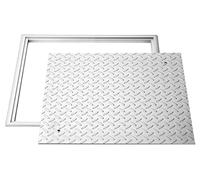 Couvercle de regard avec cadre, couvercle carré de fosse septique 500 x 500 mm avec socle, couvercle d'accès d'inspection robuste et antidérapant en acier au carbone pour caniveaux de drainage, destin