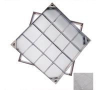 Couvercle de Regard en Acier Inoxydable, Carrés Caniveau Exterieur, Adaptés aux Cours, Écoles et Routes, avec Trappe de Visite Métallique Intégrée(70x70x5cm/28x28x2in)