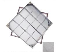 Couvercle de Regard en Acier Inoxydable, Carrés Caniveau Exterieur | Adaptés aux Cours, Écoles et Routes, avec Trappe Visite Métallique Intégrée(60x60x5cm/24x24x2in)