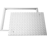 Couvercle de regard VEVOR avec cadre 50 x 50 cm, couvercle de regard carré, couvercle de fosse septique, couvercle de regard antidérapant très résistant en acier au carbone pour caniveau, pour trottoi