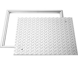 Couvercle de regard VEVOR avec cadre 50 x 50 cm, couvercle de regard carré, couvercle de fosse septique, couvercle de regard antidérapant très résistant en acier au carbone pour caniveau, pour trottoi