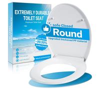 Couvercle de toilette avec système de fermeture douce et de fixation rapide, en PP, de couleur blanche, de forme ovale