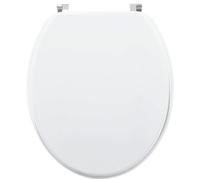 Couvercle de toilette Woody, en bois, avec vis en acier inoxydable, de couleur blanche, de forme en U