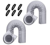 Couvercle de Tuyau de Climatisation Portable Gaine isolante pour Conduits avec 3 Sangles Fixation Housse Tuyau Climatiseur Mobile pour Tuyaux D'échappement de 5" et 5,9" de Diamètre (Grey, 2PCS)