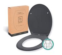 BENKSTEIN Abattant de WC Duroplast de qualité supérieure - Antibactérien - Ovale - Gris foncé - Avec fonction Quick Release et système d'abaissement automatique Softclose - Siège de toilette amovible
