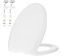 Couvercle de WC, siège de WC avec mécanisme de fermeture en douceur, mécanisme de fermeture et articulation réglable en acier inoxydable, siège de WC antibactérien, universel, forme en V, siège de WC 