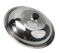 Couvercle de wok visible en acier inoxydable avec bouton, couvercle combiné conçu pour protéger les mains de l'huile chaude et maintenir la vapeur pour la cuisson des légumes (34 cm)
