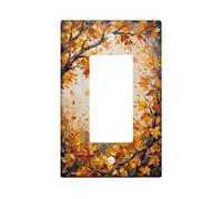 Couvercle d'interrupteur à bascule motif feuilles d'érable d'automne | Style de peinture à l'huile, motif auvent de forêt, thème de récolte saisonnière, palette de couleurs chaudes