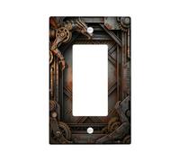 Couvercle d'interrupteur à bascule simple - Bras mécanique industriel Steampunk - Rayures d'avertissement - En plastique bronze - Taille standard - Décoration pour nouvel appartement, maison, chambre