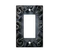 Couvercle d'interrupteur à bascule simple dragon - Colonne fantaisie gothique - Pierre d'Halloween - Plastique noir - Taille standard - Décoration pour chambre à coucher, salle de bain, cuisine