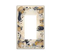 Couvercle d'interrupteur à bascule simple en forme de chat, panier fantaisie ludique en plastique beige, taille standard, accents de plaques d'interrupteur mural pour salon, chambre à coucher