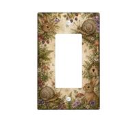 Couvercle d'interrupteur à bascule simple en forme de lapin, nature rustique, escargot, champignon, printemps, en plastique marron, taille standard, décoration pour nouvel appartement, maison, chambre