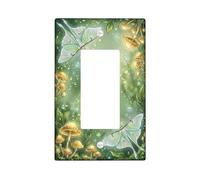 Couvercle d'interrupteur à bascule simple en forme de papillon, champignon fantaisie, feuille de printemps, en plastique vert, taille standard, accents muraux pour la maison, le salon, la chambre à