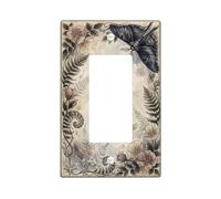 Couvercle d'interrupteur à bascule simple en forme de papillon, fleurs vintage botaniques, fougères, printemps en plastique, taille standard, accents muraux pour maison, salon, nouvel appartement