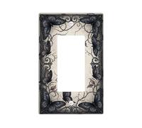 Couvercle d'interrupteur à bascule simple en forme de papillon, vintage élégant, feuille de vigne, noir, taille standard, plaques murales décoratives pour maison, salon, chambre à coucher, salle de