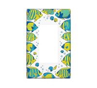 Couvercle d'interrupteur à bascule simple en forme de poisson, coquillage nautique ludique bulle d'été bleu en plastique taille standard, plaque décorative pour maison, salon, nouvel appartement