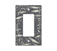 Couvercle d'interrupteur à bascule simple en forme de poisson, coquille d'algues naturelles marines en plastique gris été, taille standard, plaques murales décoratives pour nouvel appartement, maison