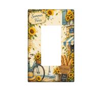 Couvercle d'interrupteur à bascule simple motif tournesols - Vélo français rustique - Tour de Paris d'été - Jaune - Taille standard - Accents muraux pour nouvel appartement, maison, chambre à coucher