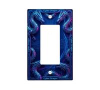Couvercle d'interrupteur à bascule unique Dragon - Circuit technologique futuriste - En plastique bleu - Taille standard - Accents muraux pour maison, salon, chambre à coucher, salle de bain