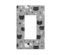 Couvercle d'interrupteur à bascule unique en forme de chat - Motif patte de cœur - Sans plastique gris - Taille standard - Accents muraux pour maison, salon, nouvel appartement