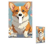 Couvercle d'interrupteur - Illustration de chien corgi mignon - Plaque murale 1 gang - Couverture décorative pour prise électrique - Plaque frontale pour salle de bain et cuisine - 12,7 x 7,6 cm
