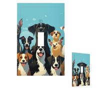 Couvercle d'interrupteur pour interrupteur - Grand groupe de chiens - Plaque murale 1 gang - Couverture décorative pour prise électrique - Plaque frontale pour salle de bain et cuisine - 12,7 x 7,6 cm