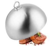 Couvercle en acier inoxydable de 28 cm avec pare-éclaboussures et bac à graisse, idéal pour les steaks et le teppanyaki. Il garde la viande et les légumes au chaud et assure une cuisson homogène.
