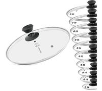 Couvercle en Verre Trempé avec Rebord en Acier Inoxydable Ø32 cm - Couvercle de casserole de poêle en verre UNIVERSAL avec poignée en bakélite - Couvercle universel résistant à la chaleur