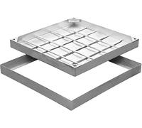 Couvercle et Cadre de Trou d'homme encastrés, Fosse septique carrée | Couvercle de réservoir avec la chambre d'inspection basse d'acier inoxydable for(600x600mm/23.6x23.6in)