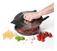 Couvercle éventail universel en inox - GENIETTI - Ø12 à 32 cm - Bouton anti-brûlure