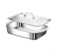 Couvercle inclus - Plateau à poisson en acier inoxydable pour barbecue, rôtissoire commerciale pour grillades en plein air, plateau de cuisson antirouille pour la maison, le restaurant et les services