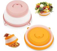 Couvercle micro-ondes pliable Unyqoos® de 27 cm – en PP+TPR de qualité alimentaire (sans BPA), avec protection anti-éclaboussures, ouverture pour la vapeur et poignée, pour assiettes et bols, rose et 