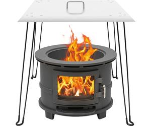 Couvercle pour foyer - Couvercle carré pour brûleur pour bac de combustion encastrable - 60 x 60 cm - Métal - Gris clair