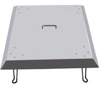 Couvercle pour foyer de jardin - Couvercle rabattable pour brasero - 63,5 x 63,5 x 30,5 cm - Adapté aux foyers et aux plaques de cuisson - Argenté
