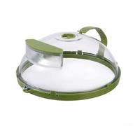 Couvercle pour micro-ondes avec réservoir d'eau et vanne rotative - Résistant à la chaleur pour protection anti-éclaboussures, poignée anti-brûlure, couvercle en plastique (vert)