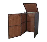 Habillage pour conteneur à déchets HWC-E25, abri pour conteneur à déchets, couverture pour conteneur à déchets, poly rotin 120l ~ brun