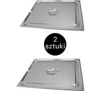 Couvercle pour récipient 2/1 GN Mega-M en acier inoxydable, 650 x 530 mm, avec découpe pour louche, lot de 2 pièces.