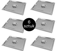 Couvercle pour récipient 2/3 GN Mega-M en acier inoxydable, 353 x 325 mm, avec découpe pour louche, lot de 6 pièces.