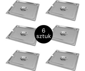 Couvercle pour récipient 2/3 GN Mega-M en acier inoxydable, 353 x 325 mm, avec découpe pour louche, lot de 6 pièces.