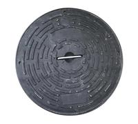Couvercle rond en plastique PE avec poignée pour cour, allée, trottoir, résistant aux intempéries, pour usage extérieur Noir 33 cm